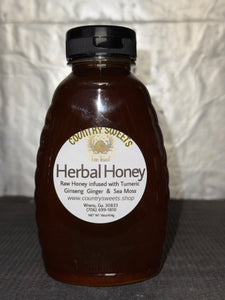 Country Sweets Herbal Honey 16 oz / 1 Ibs. Ginseng, Turmeric and Ginger