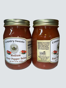 Country Sweets Medium Four Pepper Salsa 16 oz Jar